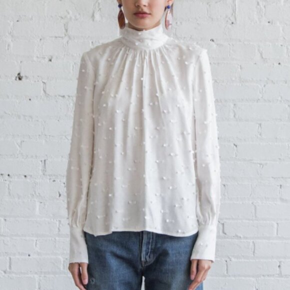 Rachel Comey OFF WHITE Women's Lashes Crepe L/S Rite Top size 4/small - Picture 3 of 14